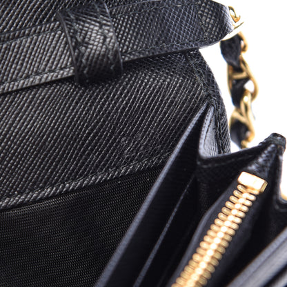 Prada Saffiano Metal Oro Chain Wallet Black 7 of 11