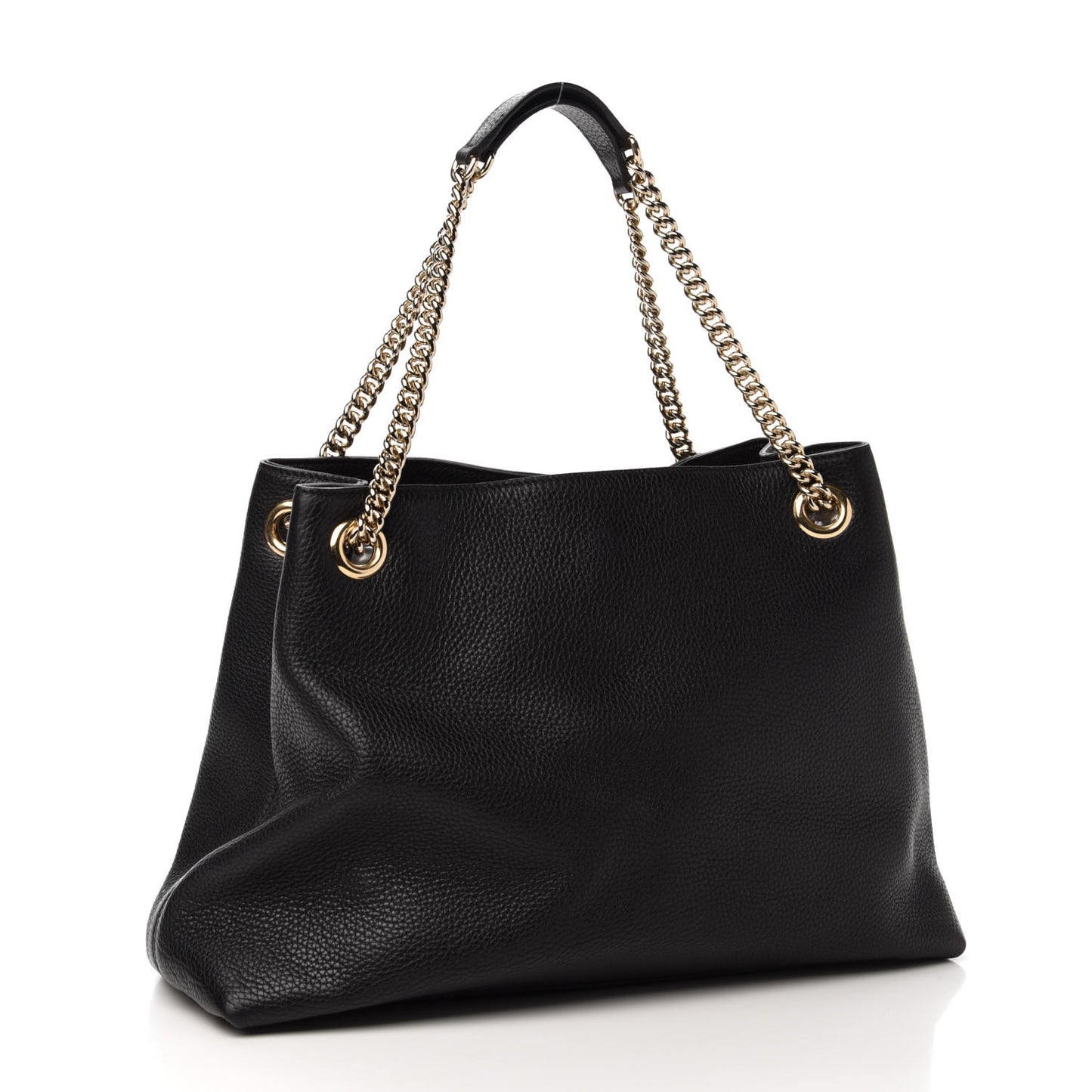 Pebbled Calfskin Medium Soho Chain Shoulder Bag Black