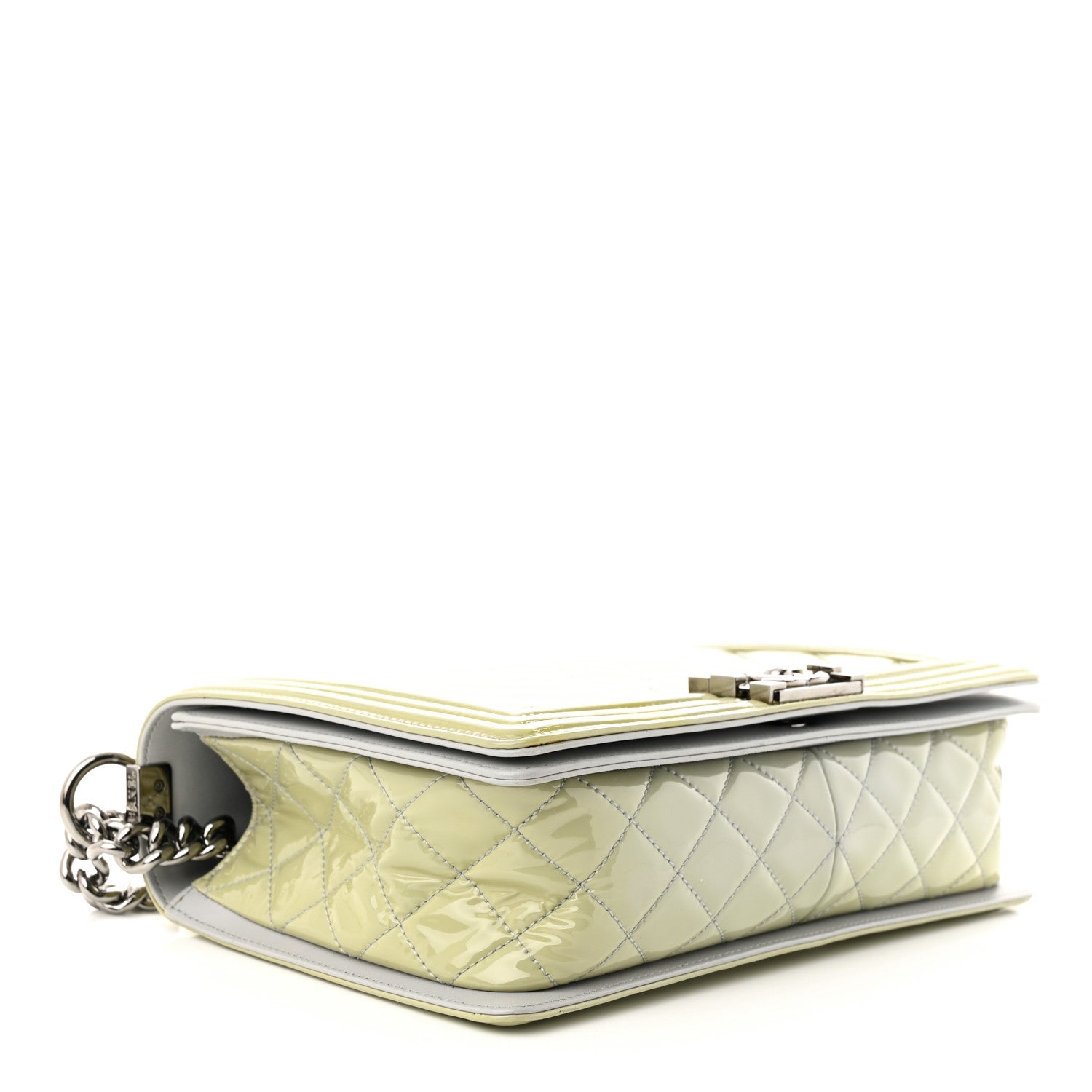 Chanel Patent Chevron Quilted New Medium Boy Flap Light Blue 4 of 11