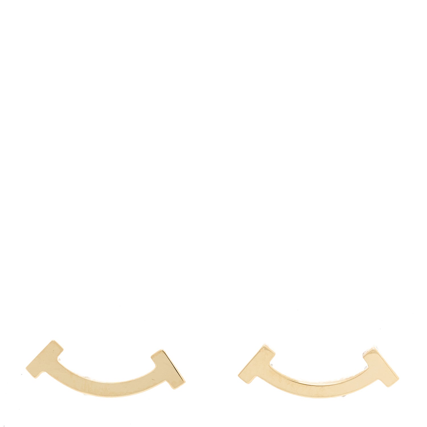 Tiffany 18K Yellow Gold T Smile Stud Earrings 1 of 5
