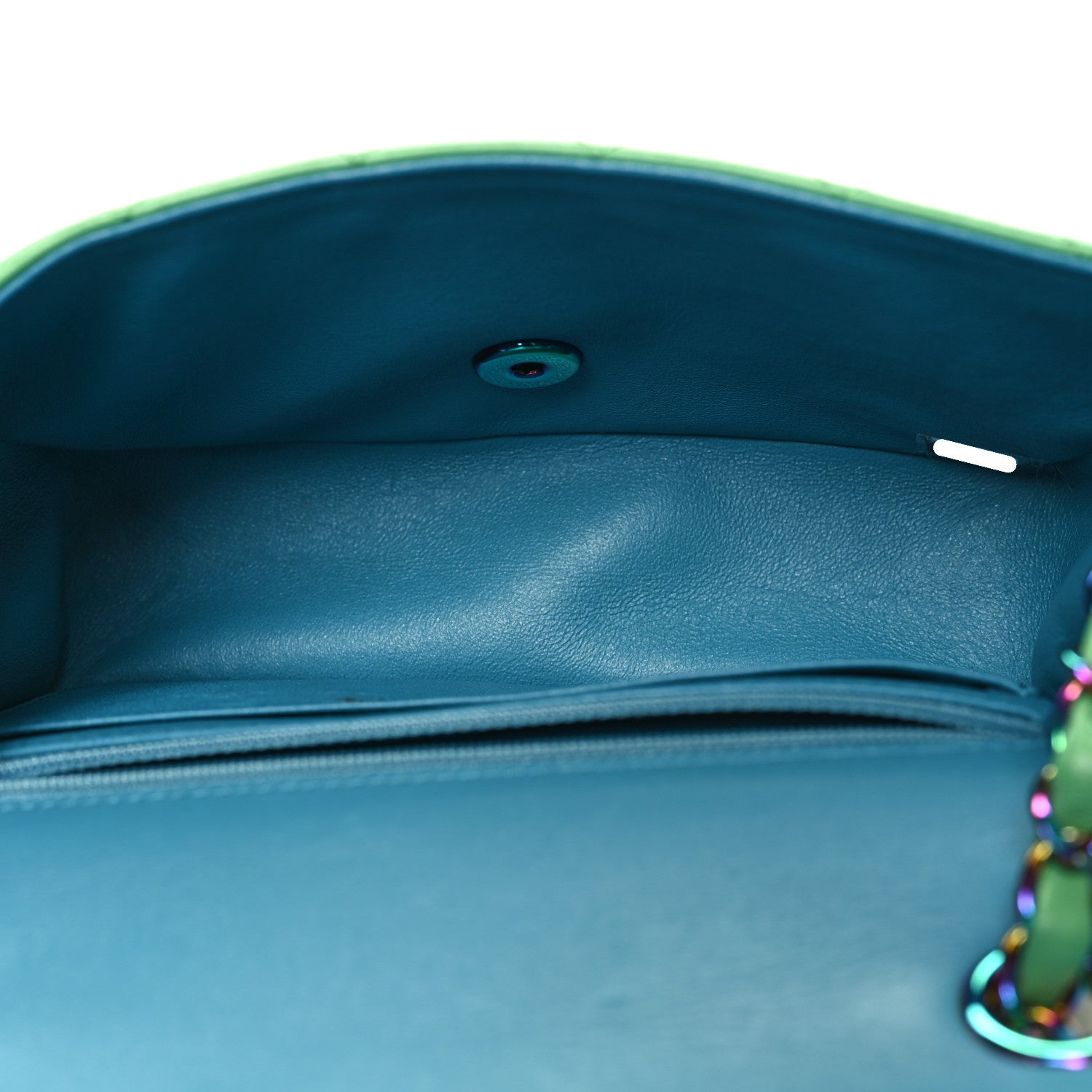 Chanel Lambskin Quilted Mini Rectangular Flap Green Blue 5 of 11