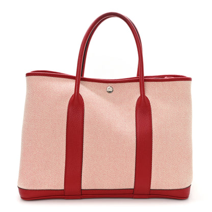 Hermes Twill H Negonda Garden Party Tote 36 MM Ecru Rouge Piment 1 of 12