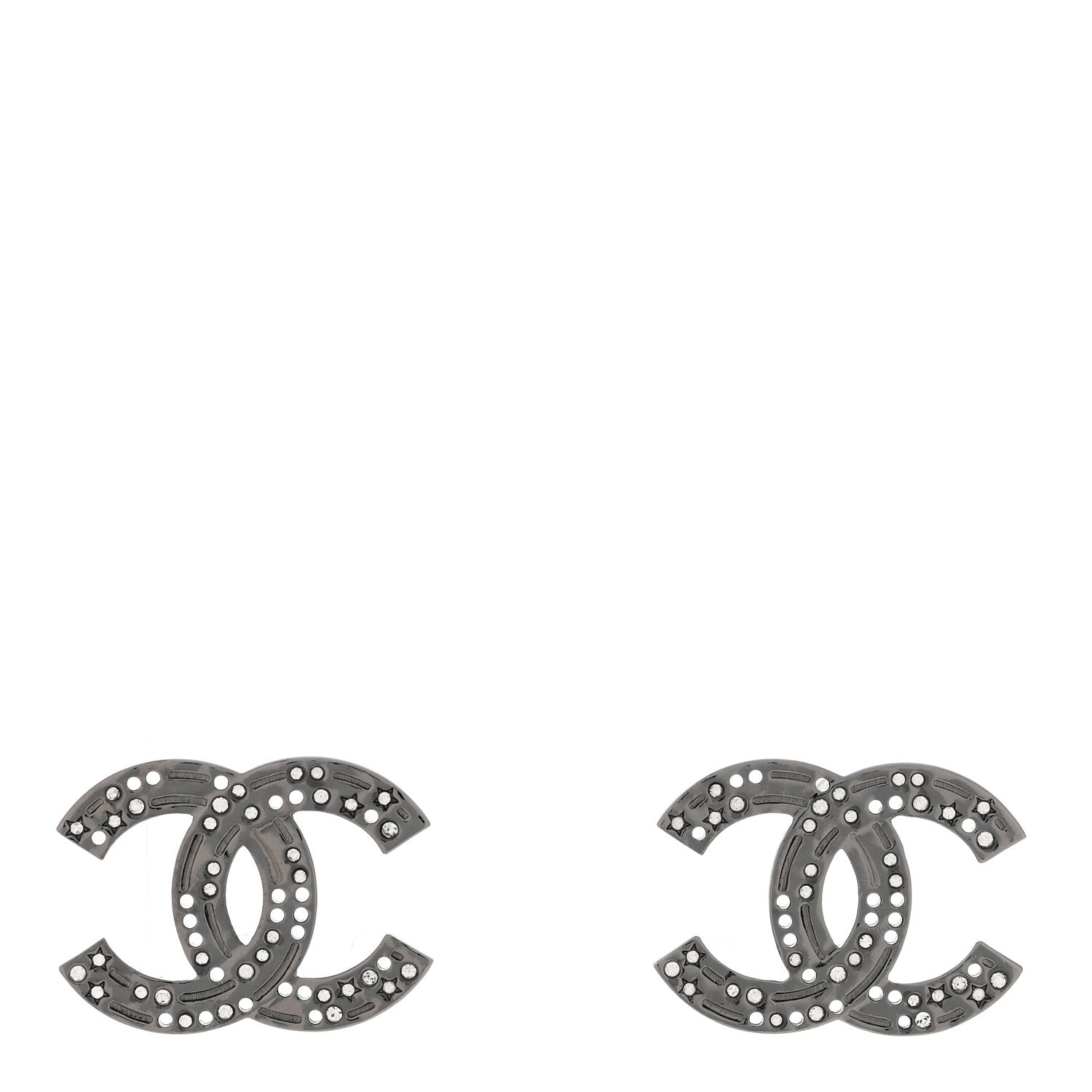 Chanel Ruthenium Crystal Star CC Earrings 1 of 6