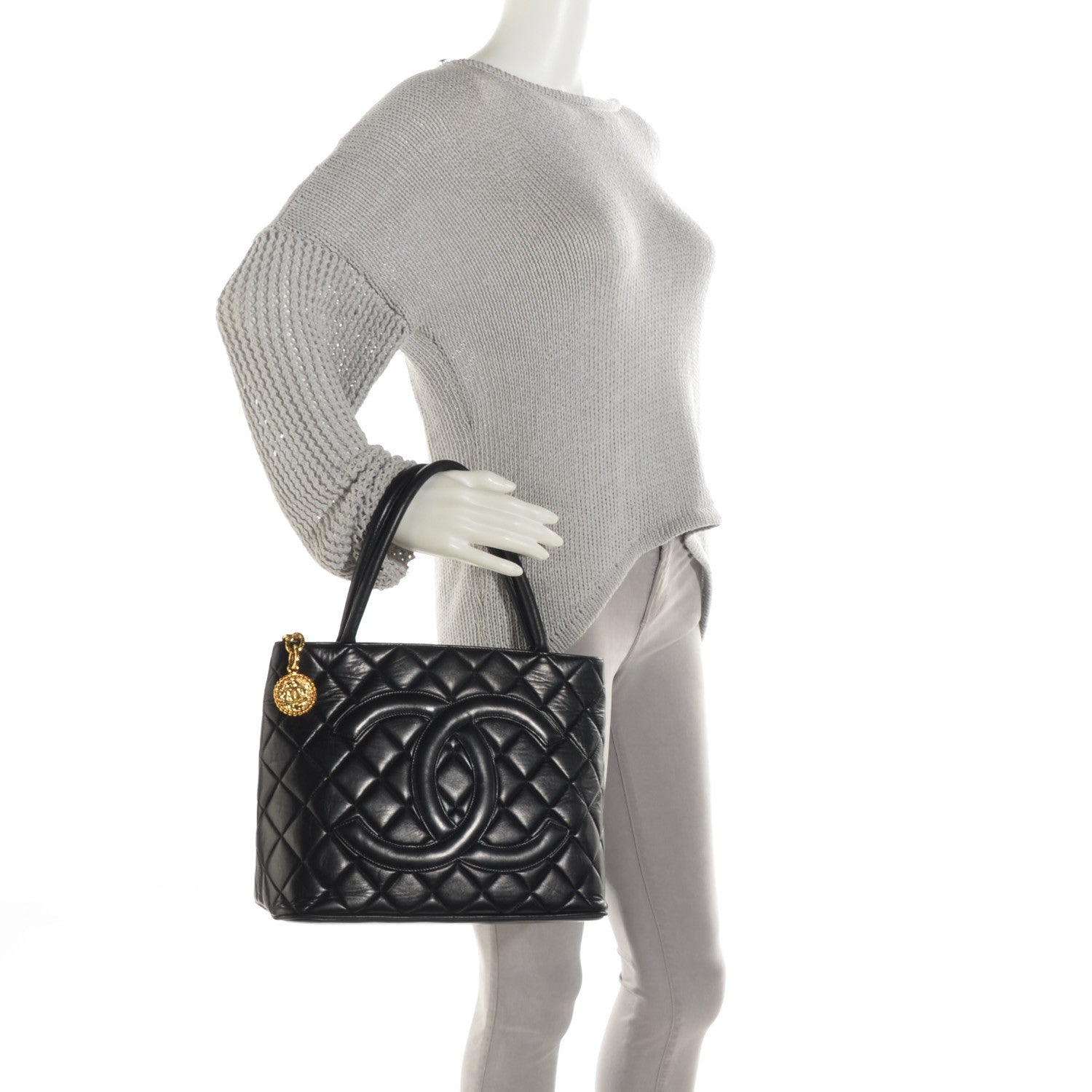 Chanel Lambskin Quilted Medallion Tote Black 2 of 7