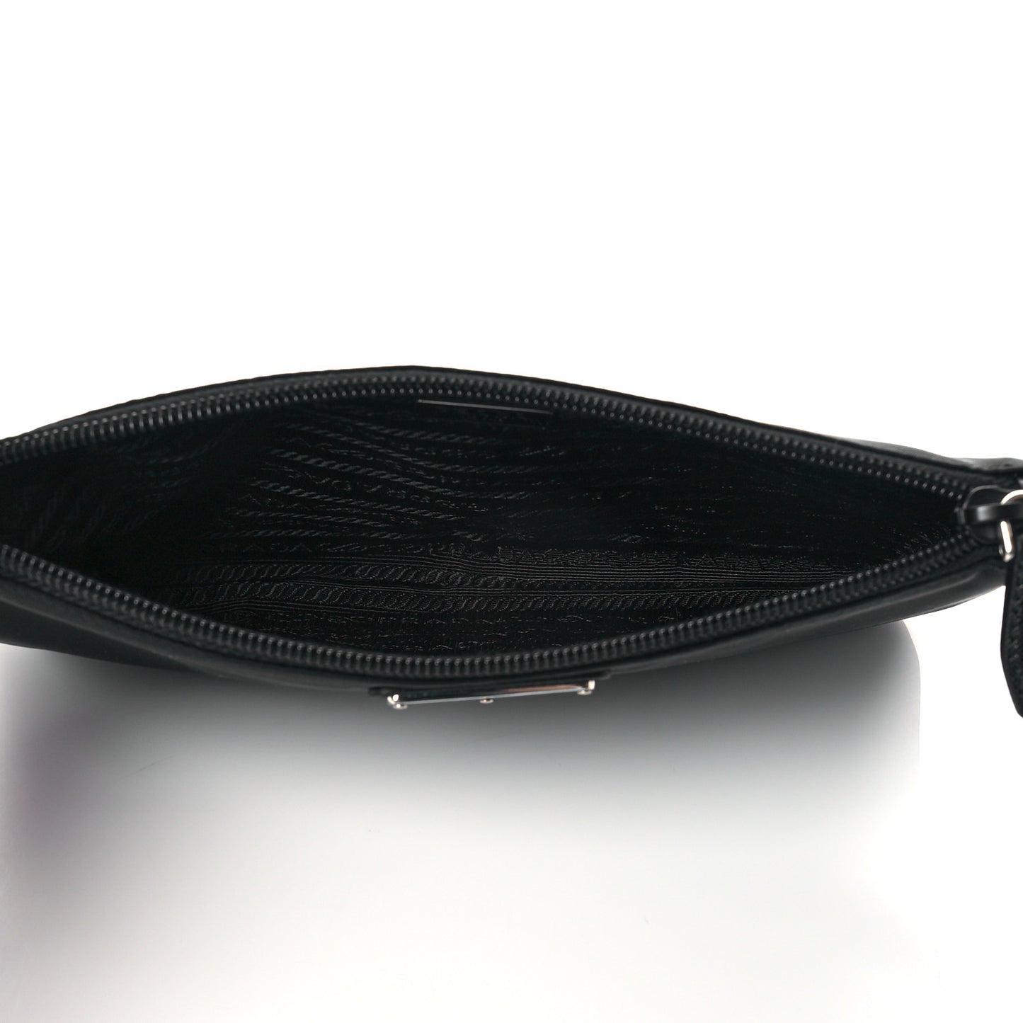 Re-Nylon Saffiano Pouch Wristlet Black