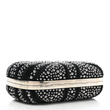 Alexander McQueen Suede Studded Britannia Skull Box Clutch Black 4 of 10