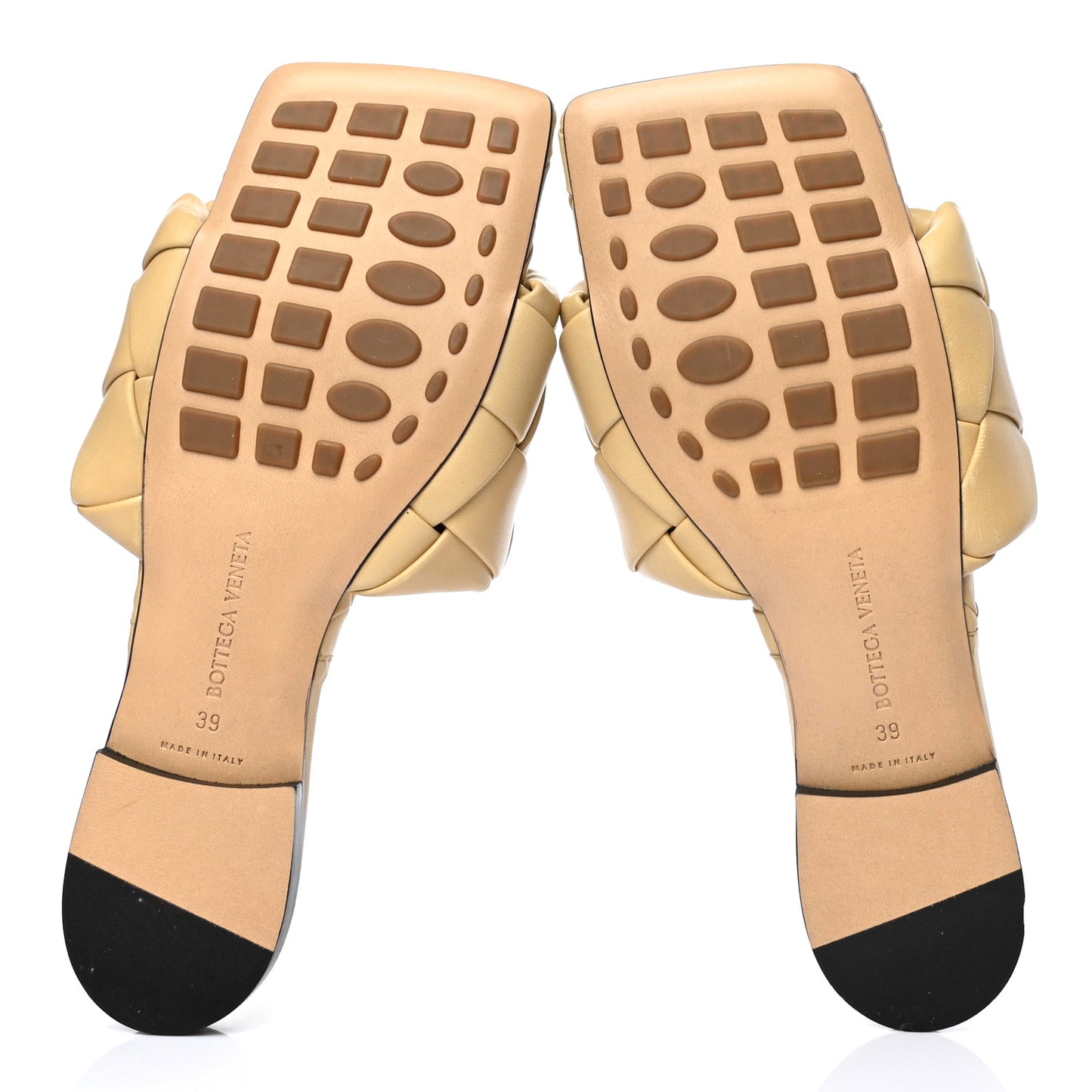 Nappa Maxi Intrecciato Lido Flat Sandals 39 Cane Sugar