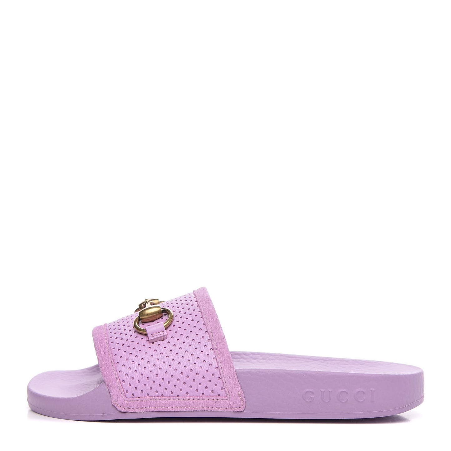 Suede Perforated Horsebit Kids Slide Sandals 9 Malva