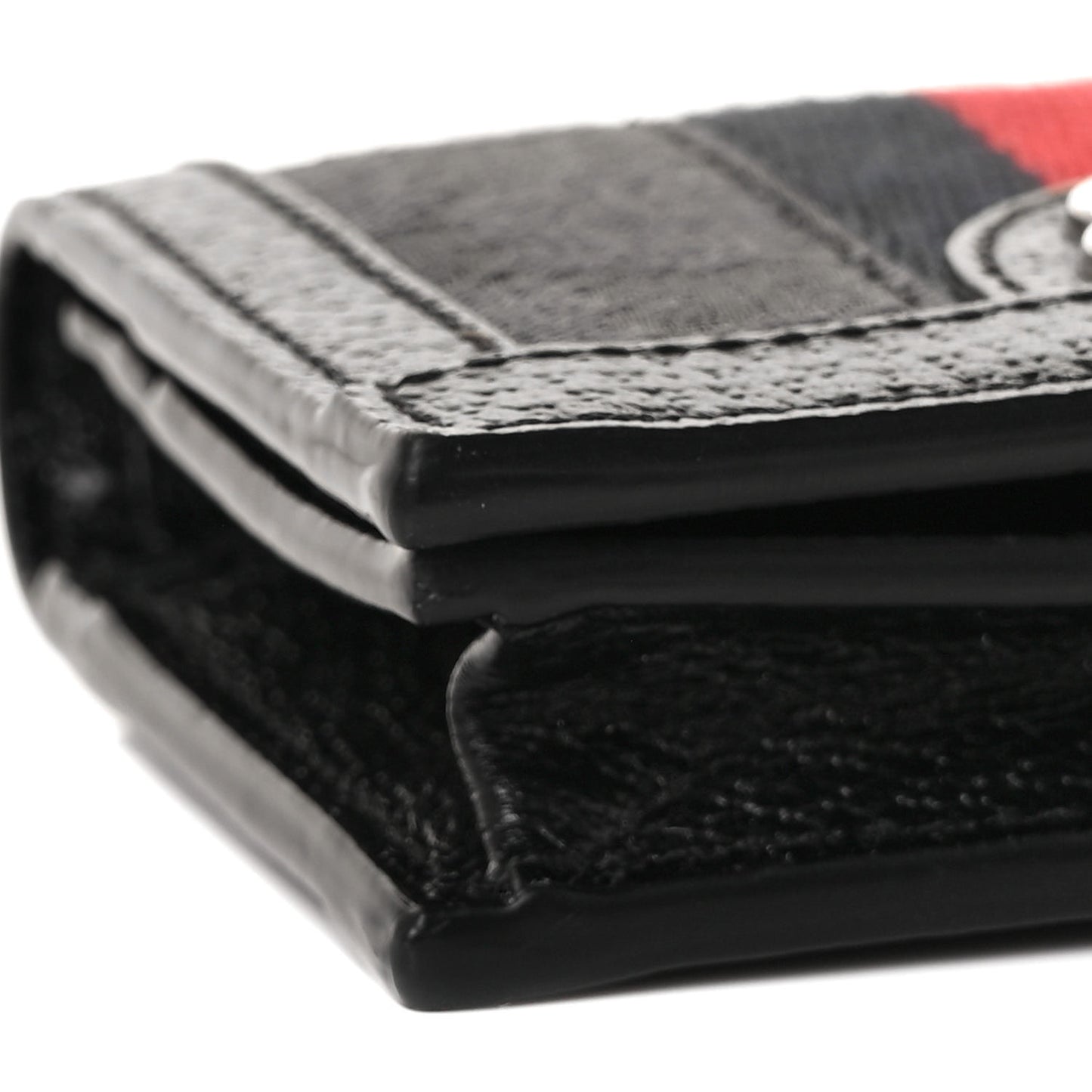 X BALENCIAGA BB Monogram Web Ophidia Card Case Wallet Black