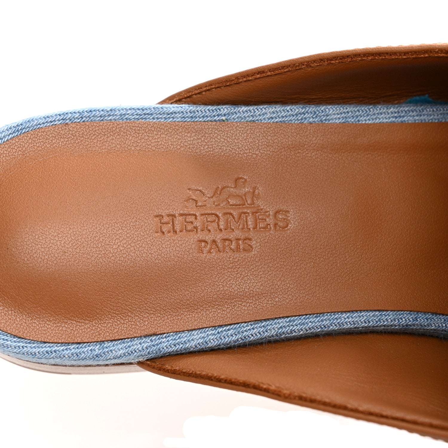 Hermes Denim Calfskin Groupie Mules 40 Bleu Clair Naturel 8 of 10