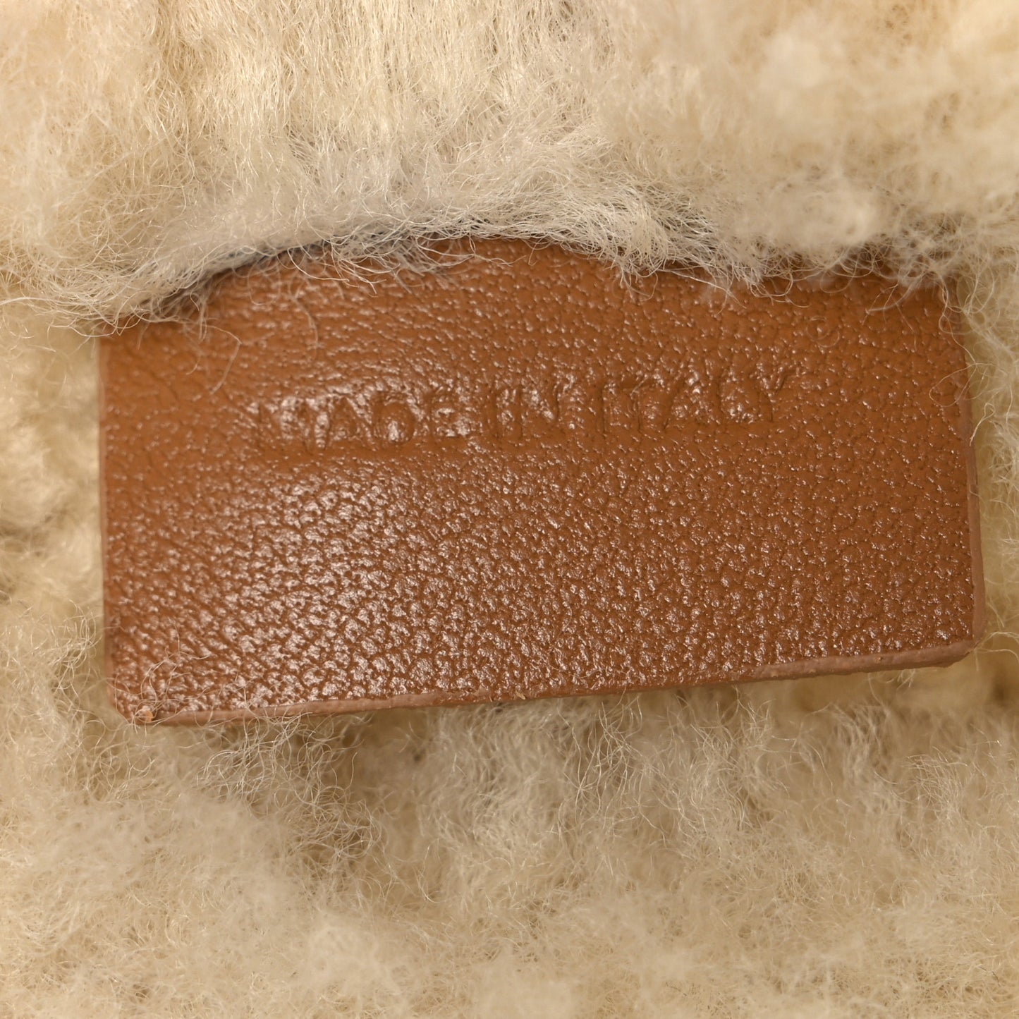 Suede Shearling Triomphe Medium Louise Bag Tabaco Cream