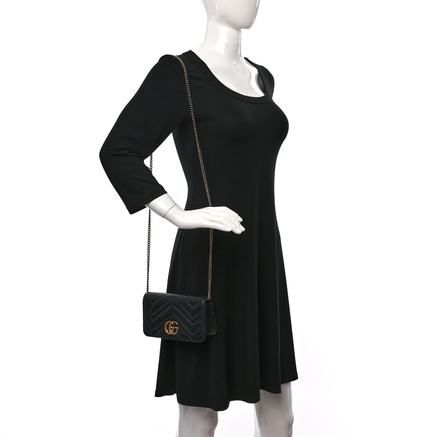 Calfskin Matelasse GG Marmont Mini Bag Black