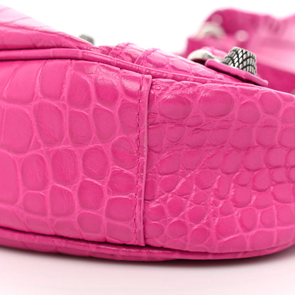Balenciaga Extra Supple Calfskin Crocodile Embossed XS Le Cagole Shoulder Bag Lipstick Pink 12 of 12