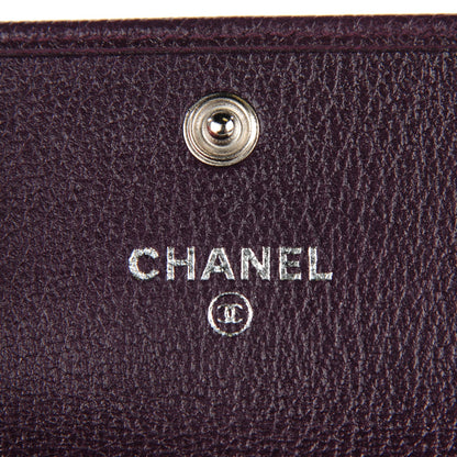 Chanel Goatskin Embossed Camellia Flap Card Holder Purple 6 of 8