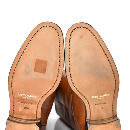 Saint Laurent Grained Calfskin Matt 25 Mid Calf Boots 37.5 Cuoio 6 of 10