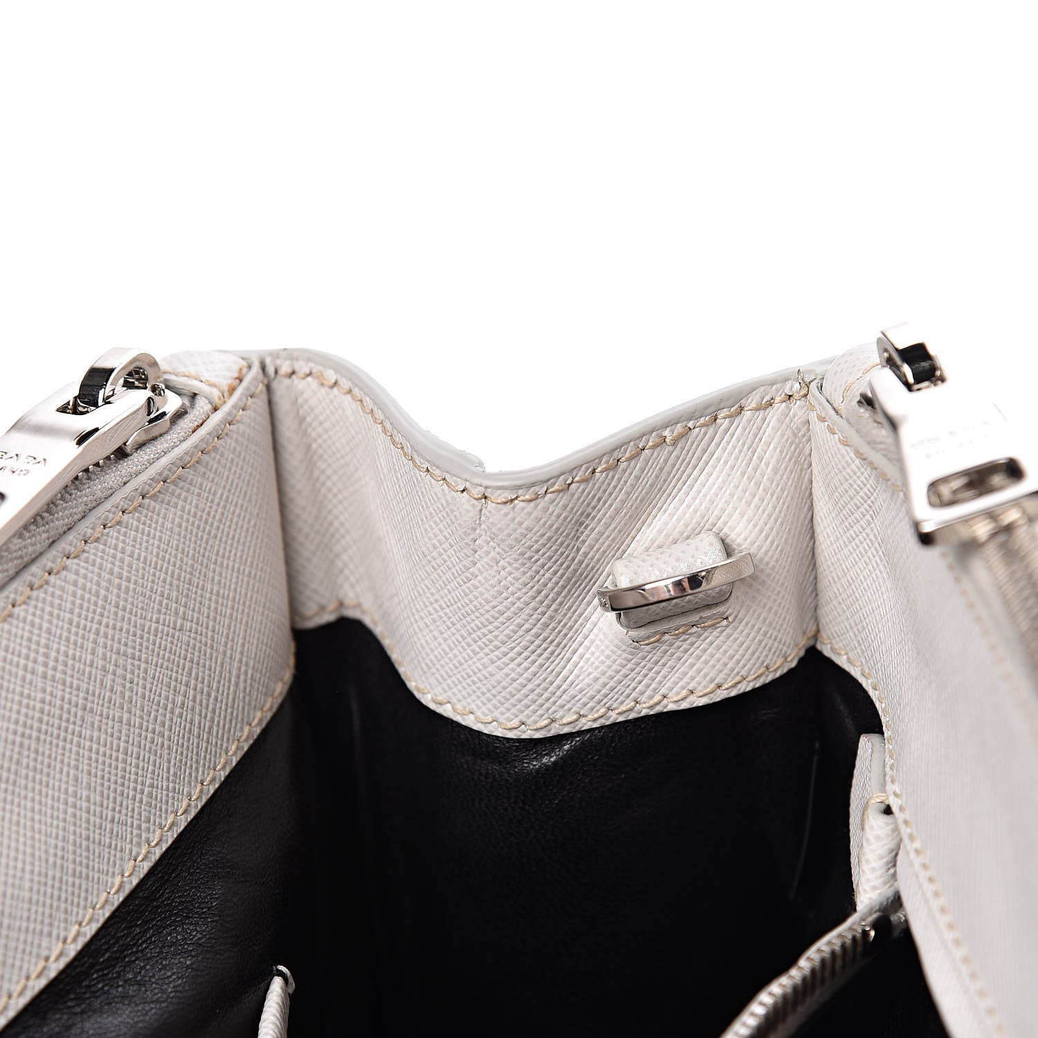 Prada Saffiano Small Galleria Double Zip Tote Talco Black 9 of 16