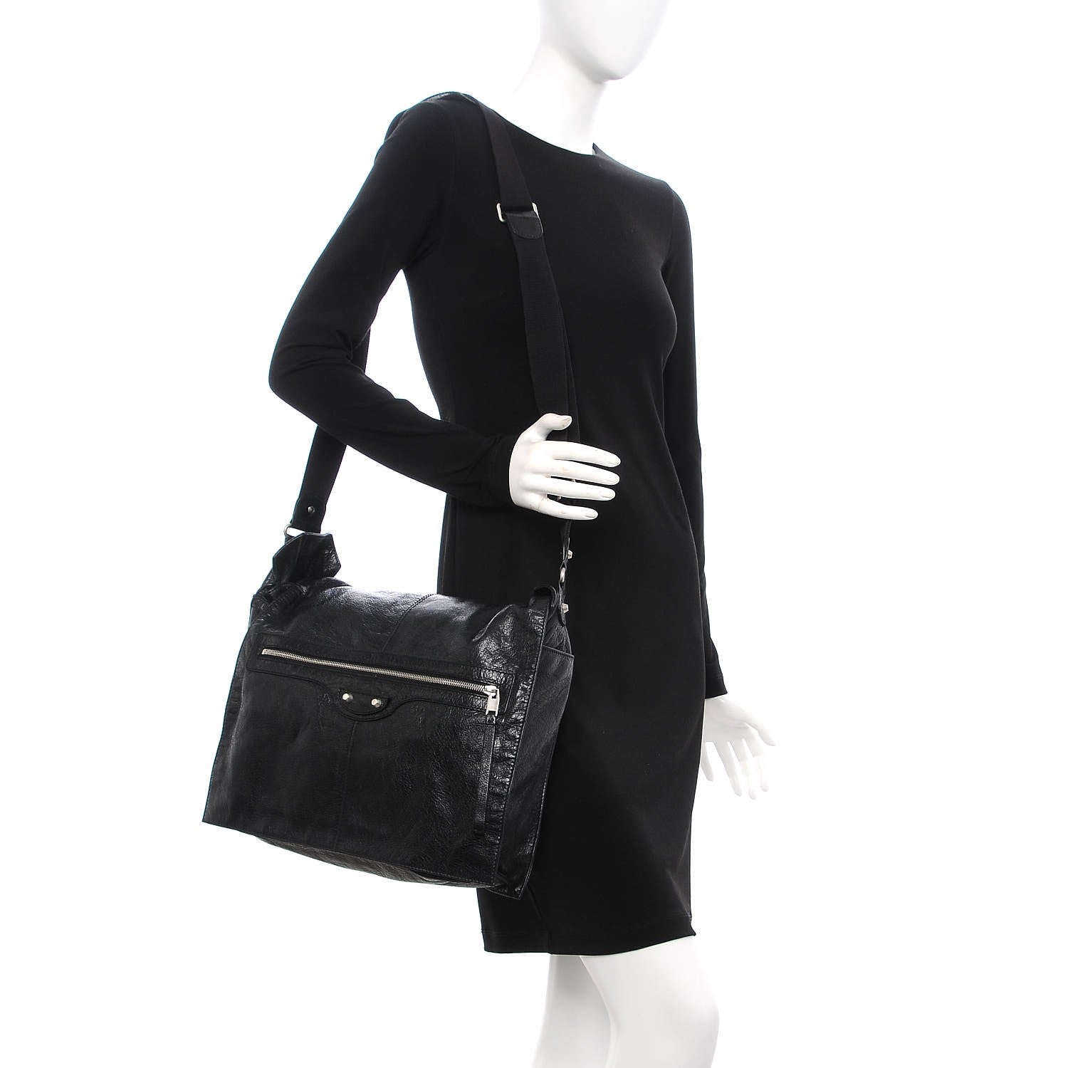 Balenciaga Agneau Arena Foldover Messenger Black 2 of 8