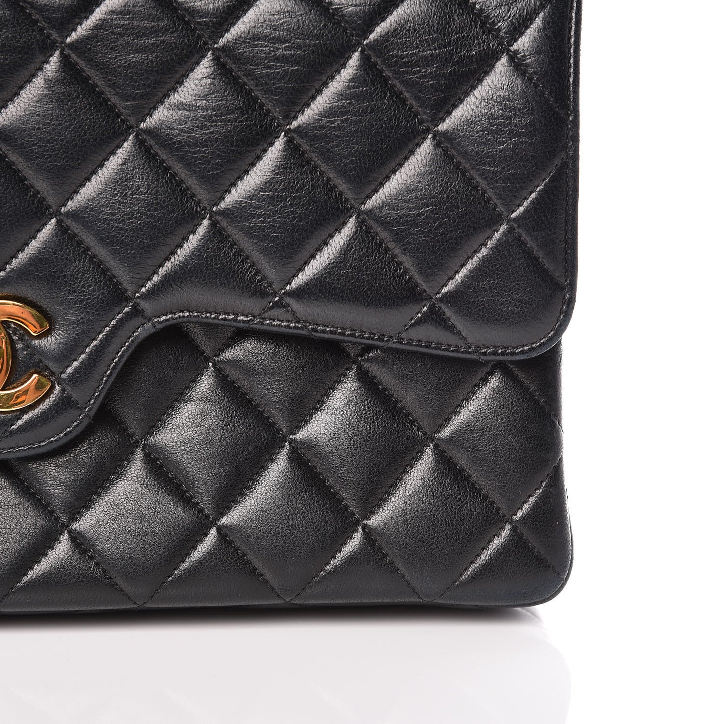 Lambskin Quilted Medium Double Flap Black