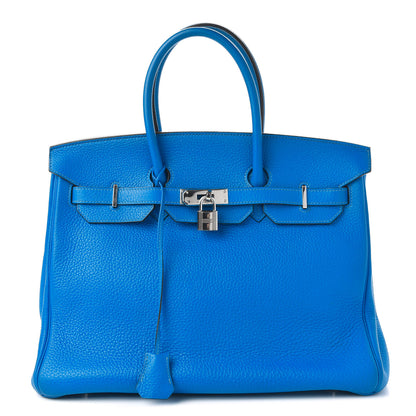 Hermes Taurillon Clemence Birkin 35 Bleu Hydra 1 of 32