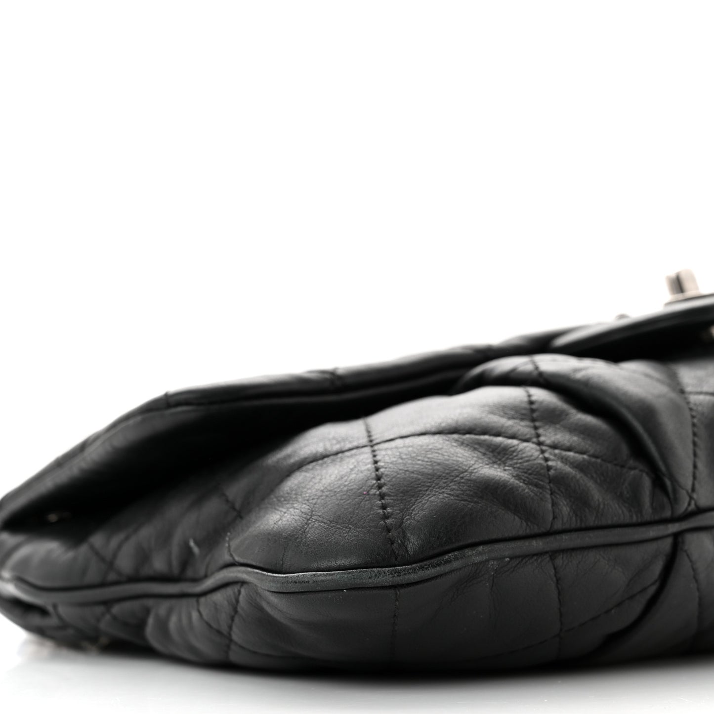 Calfskin Coco Pleats Messenger Flap Black