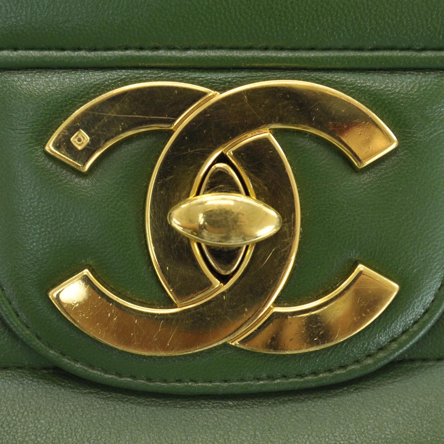 Chanel Lambskin Horizontal Quilt Jumbo Flap Kelly Green 7 of 13