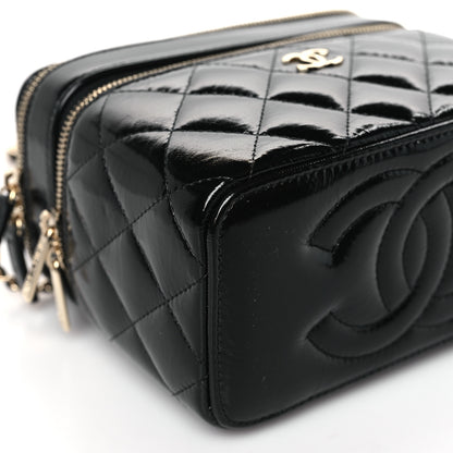 Chanel Shiny Lambskin Quilted Top Handle Vanity Case With Chain Black 9 of 11