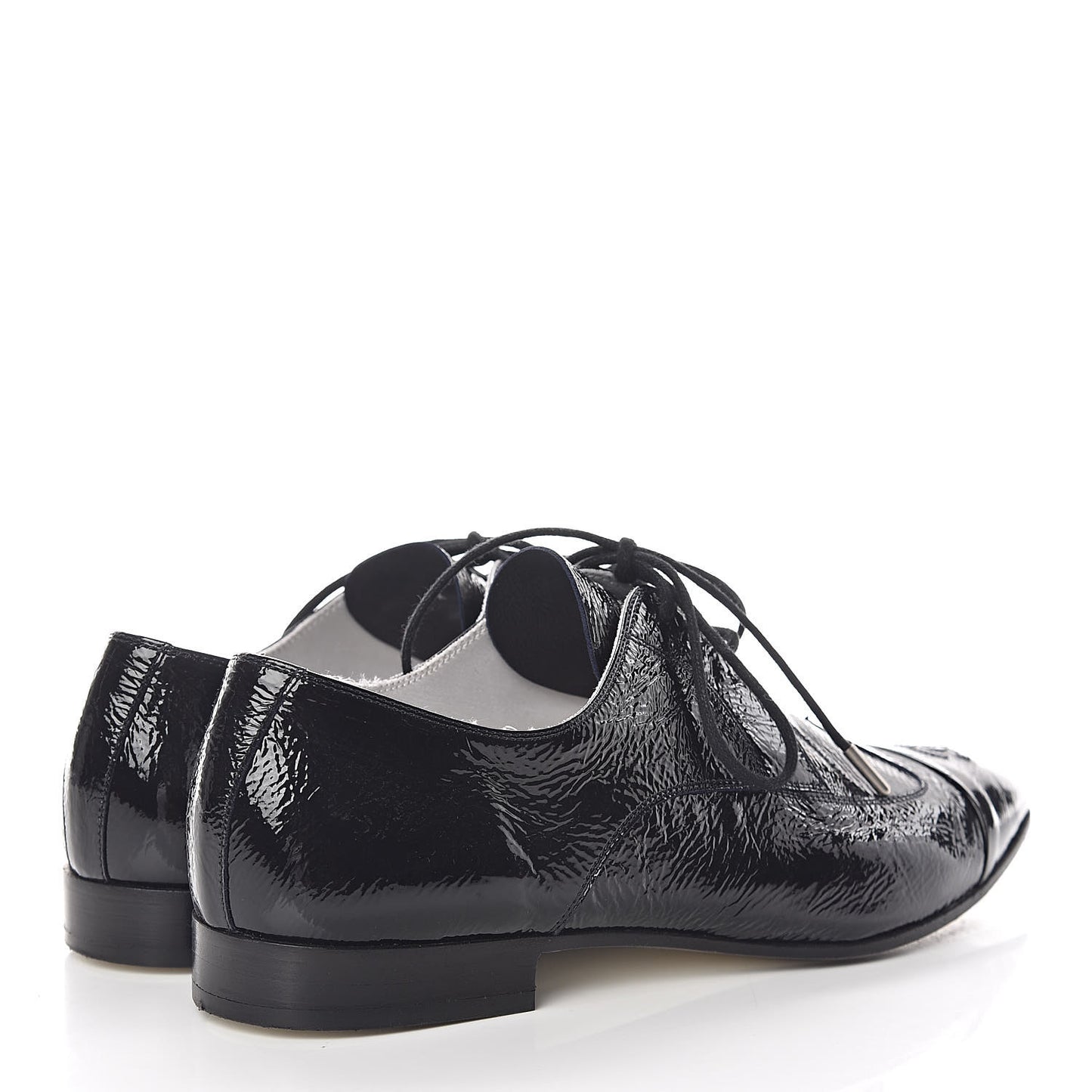 Patent Goatskin CC Lace Up Oxfords 36 Dark Navy