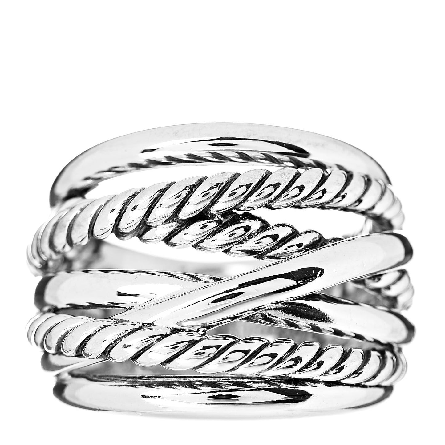 Sterling Silver 15mm Narrow Crossover Cable Ring 53 6.25