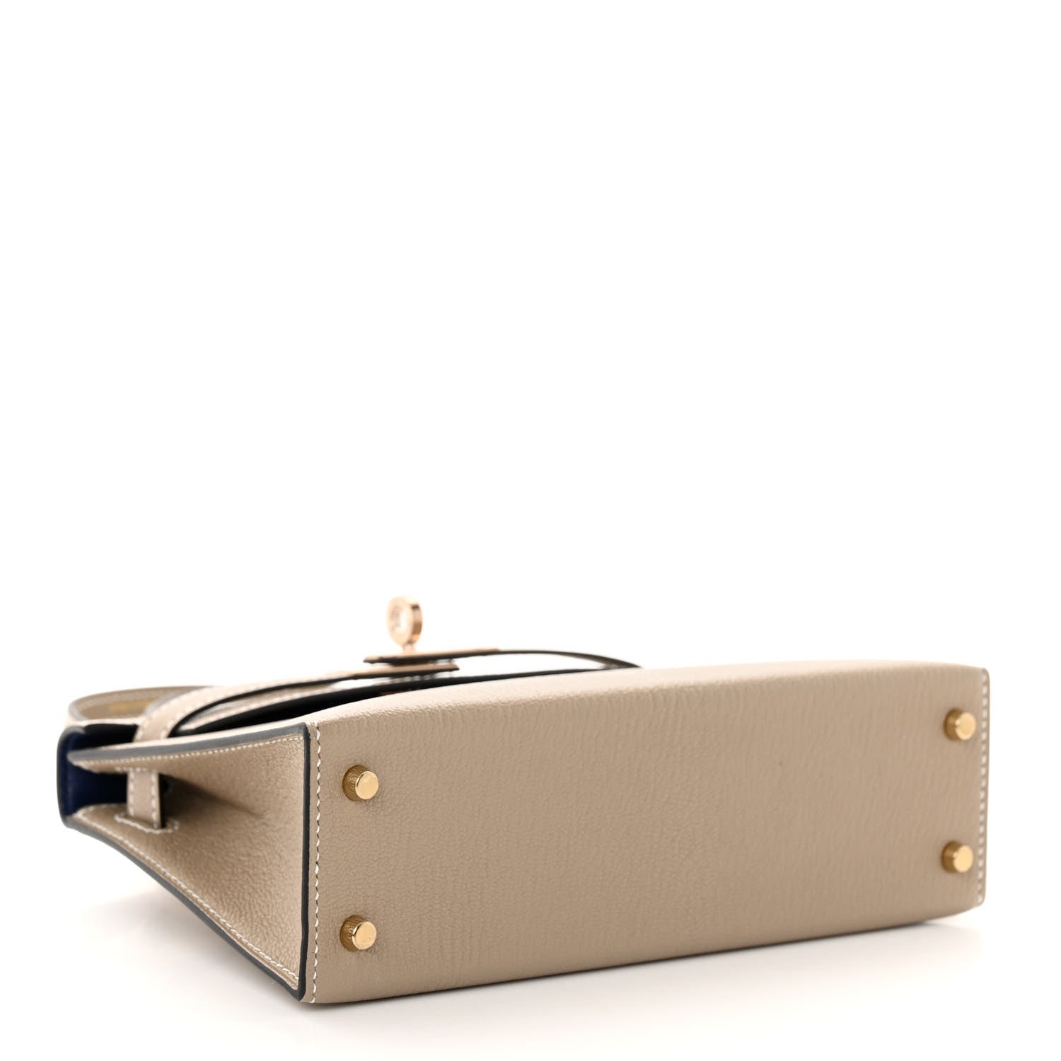 Hermes Chevre Mysore Horseshoe Mini Kelly Sellier 20 Gris Tourterelle Bleu Indigo 5 of 13