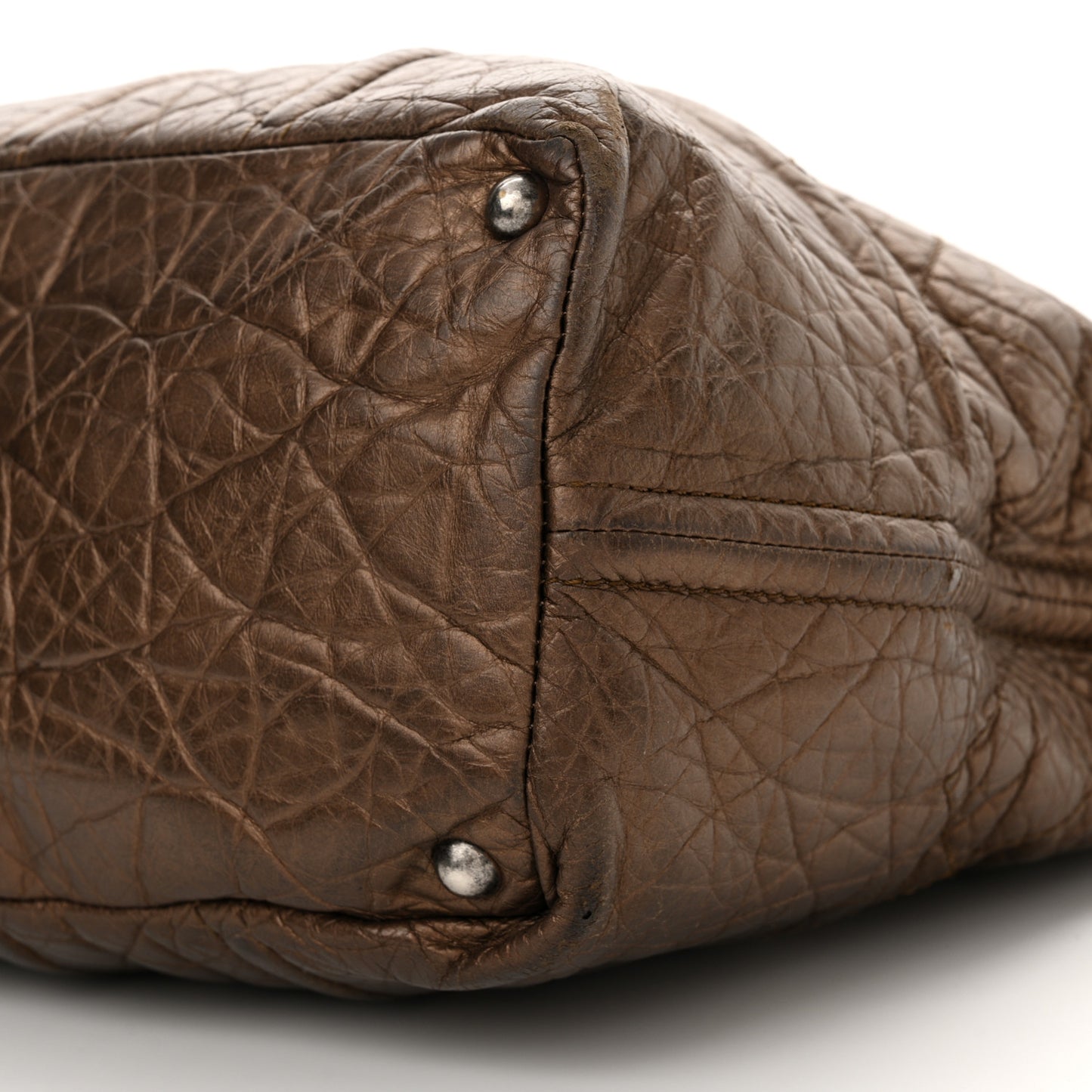 Metallic Aged Calfskin Large Shopping In Moscow Tote Bronze