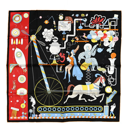 Hermes Silk Tea For Two Scarf 90 Black Rouge Multicolor 1 of 3