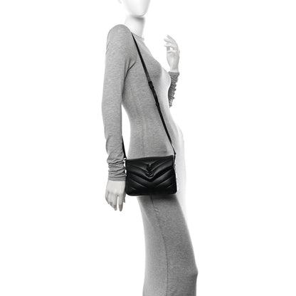Saint Laurent Calfskin Y Quilted Monogram Monochrome Toy Loulou Crossbody Bag Black 2 of 11