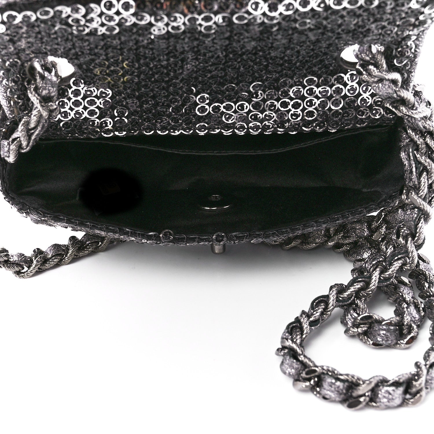 Chanel Sequin Micro Flap Dark Silver 5 of 13
