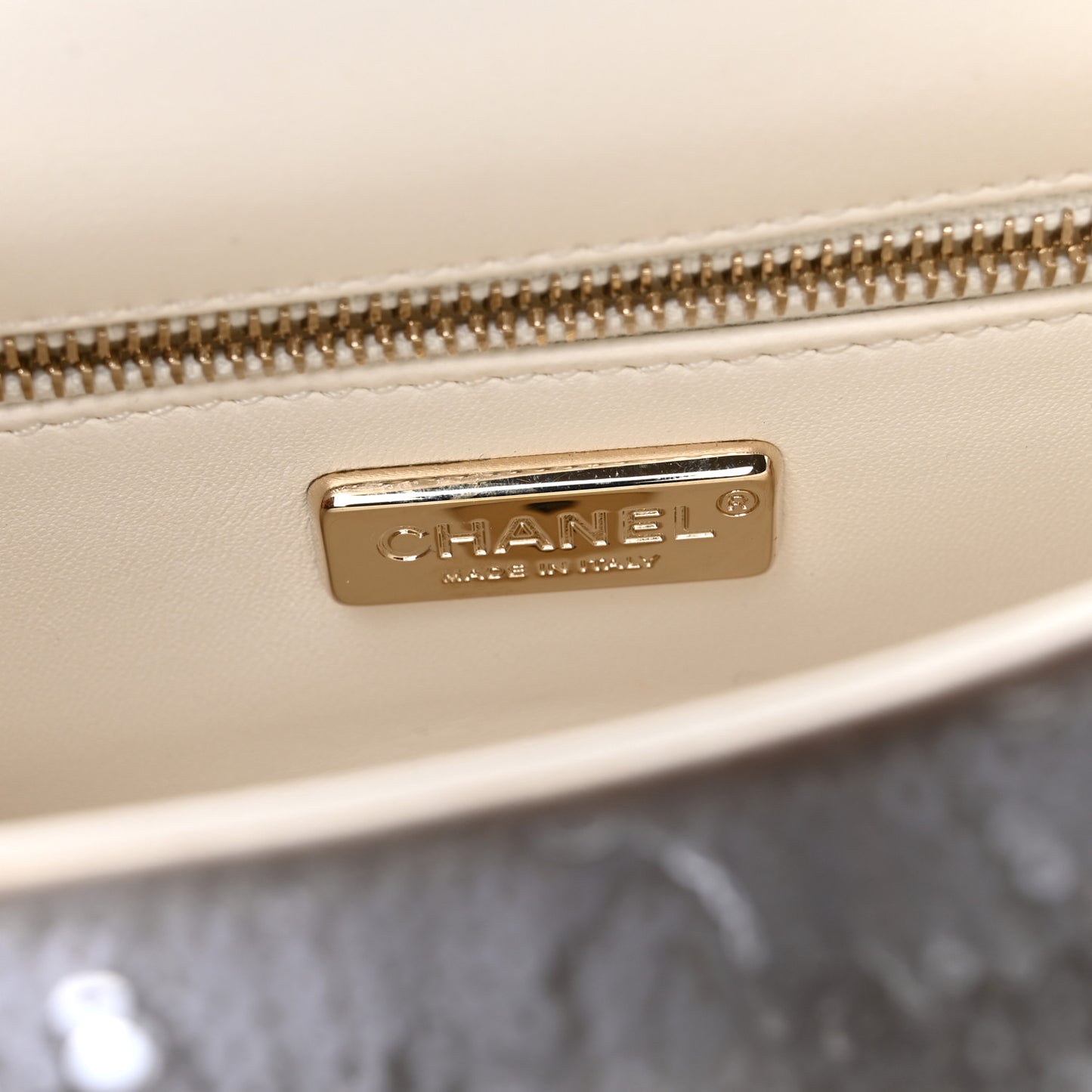 Sequin Mini Rectangular Flap White