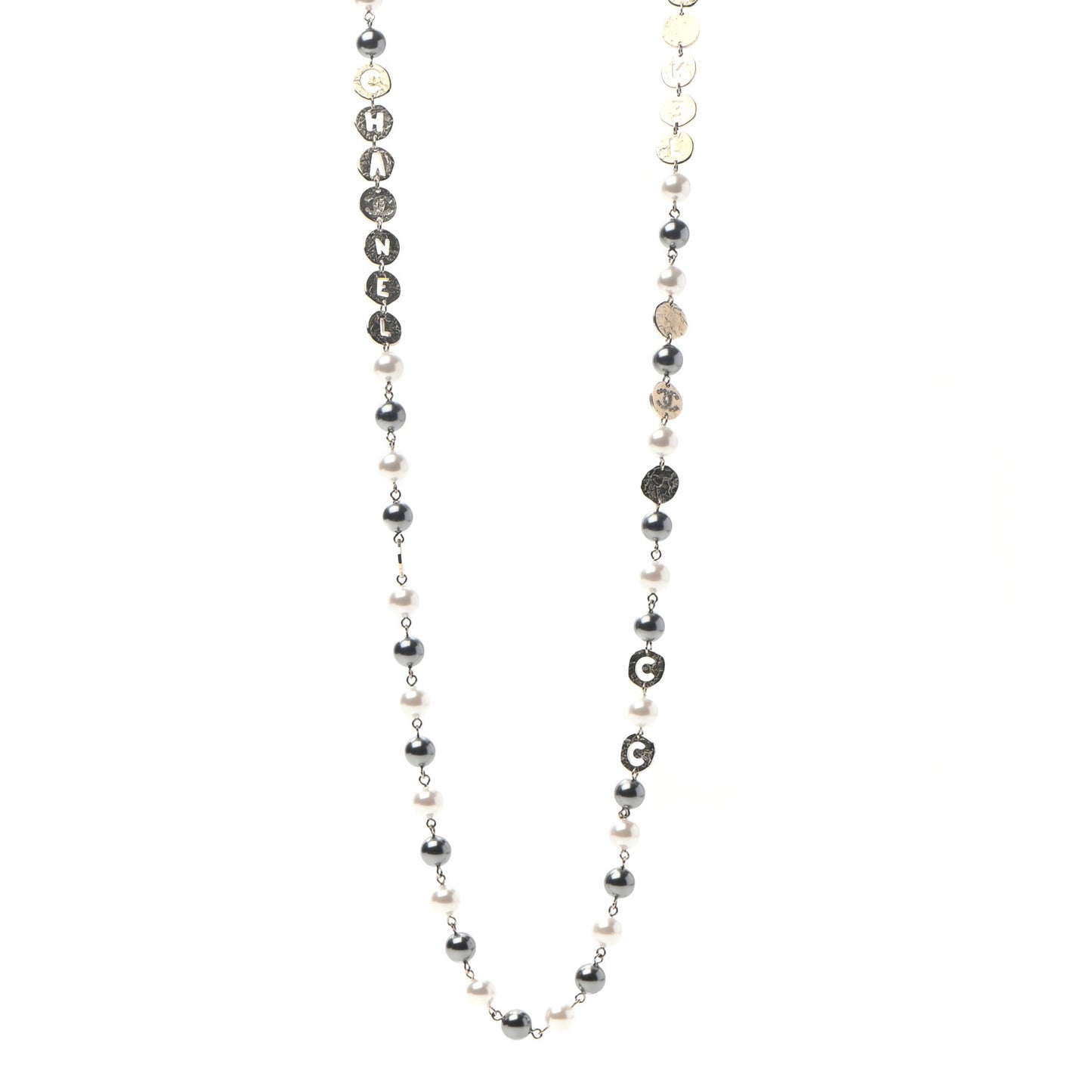 Pearl Papyrus Long Necklace Gold Pearly White Grey