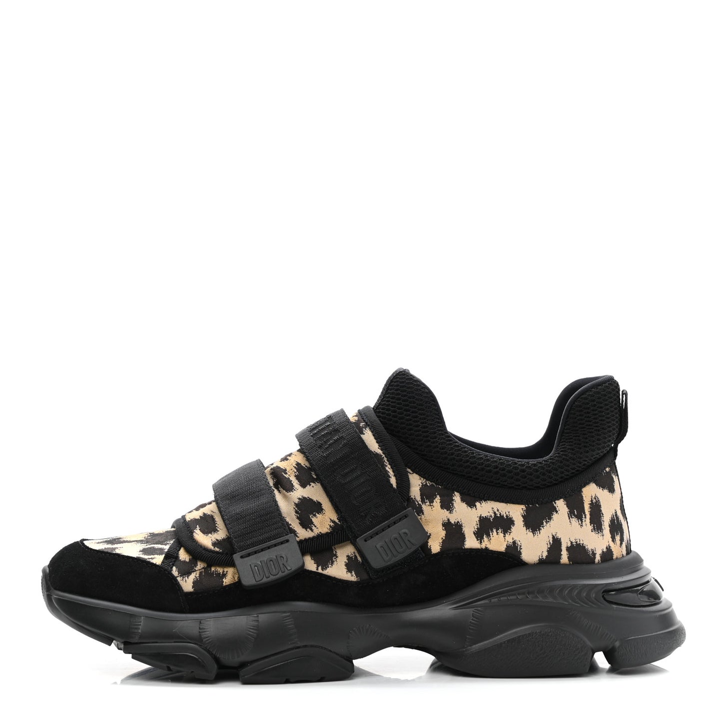 Technical Fabric Nylon Leopard Print Womens D-Wander Sneakers 39.5 Black