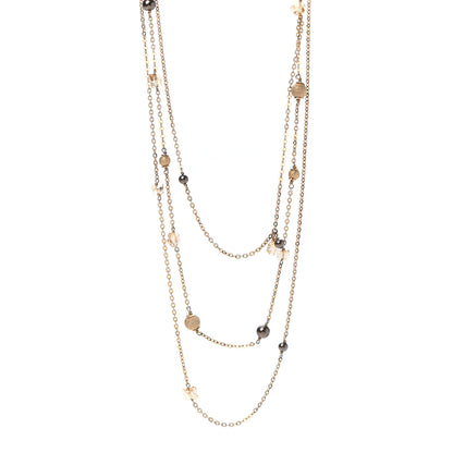 Christian Dior Metal Crystal Multi Strand Necklace Gold 1 of 4