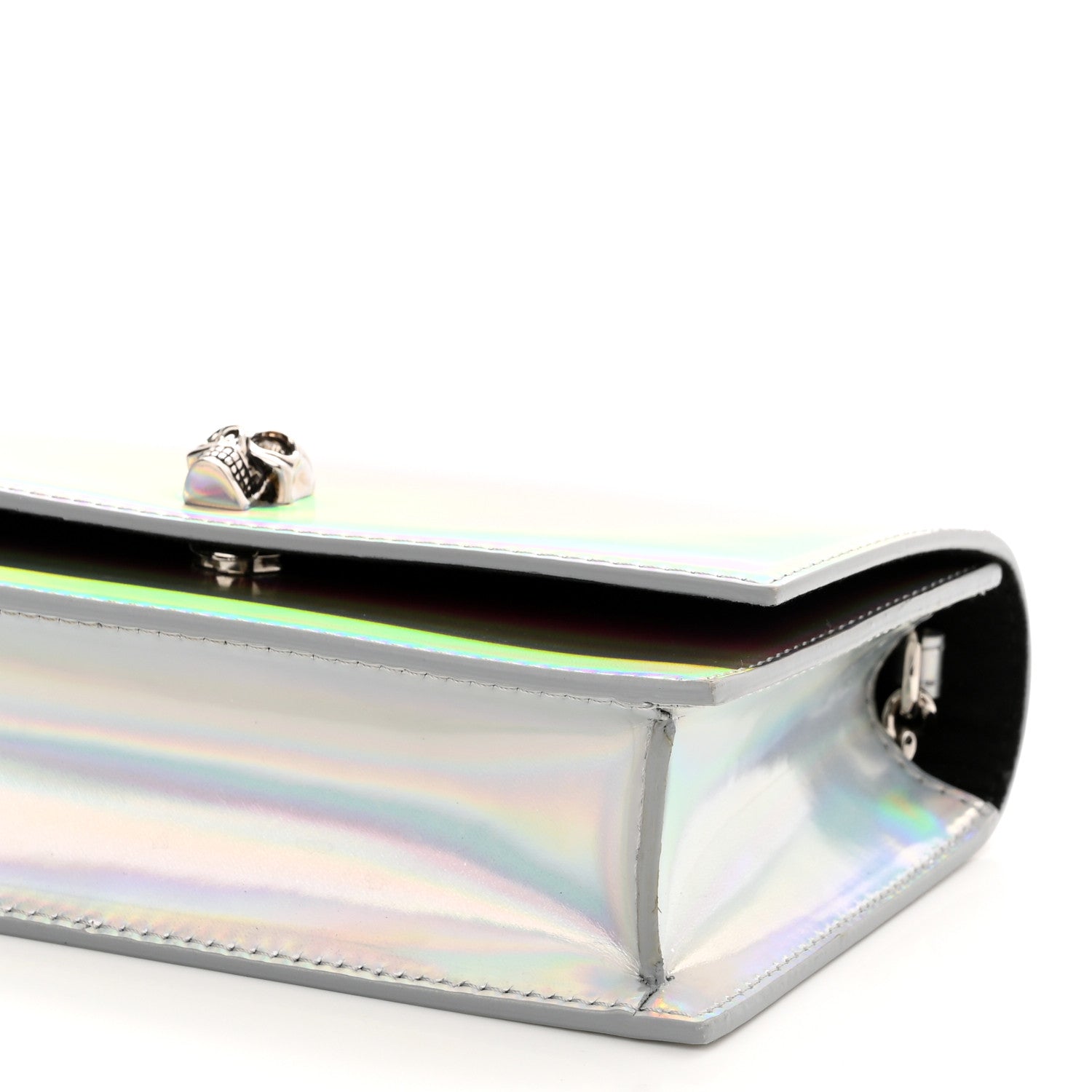 Alexander McQueen Iridescent Calfskin Skull Crossbody Silver 9 of 12
