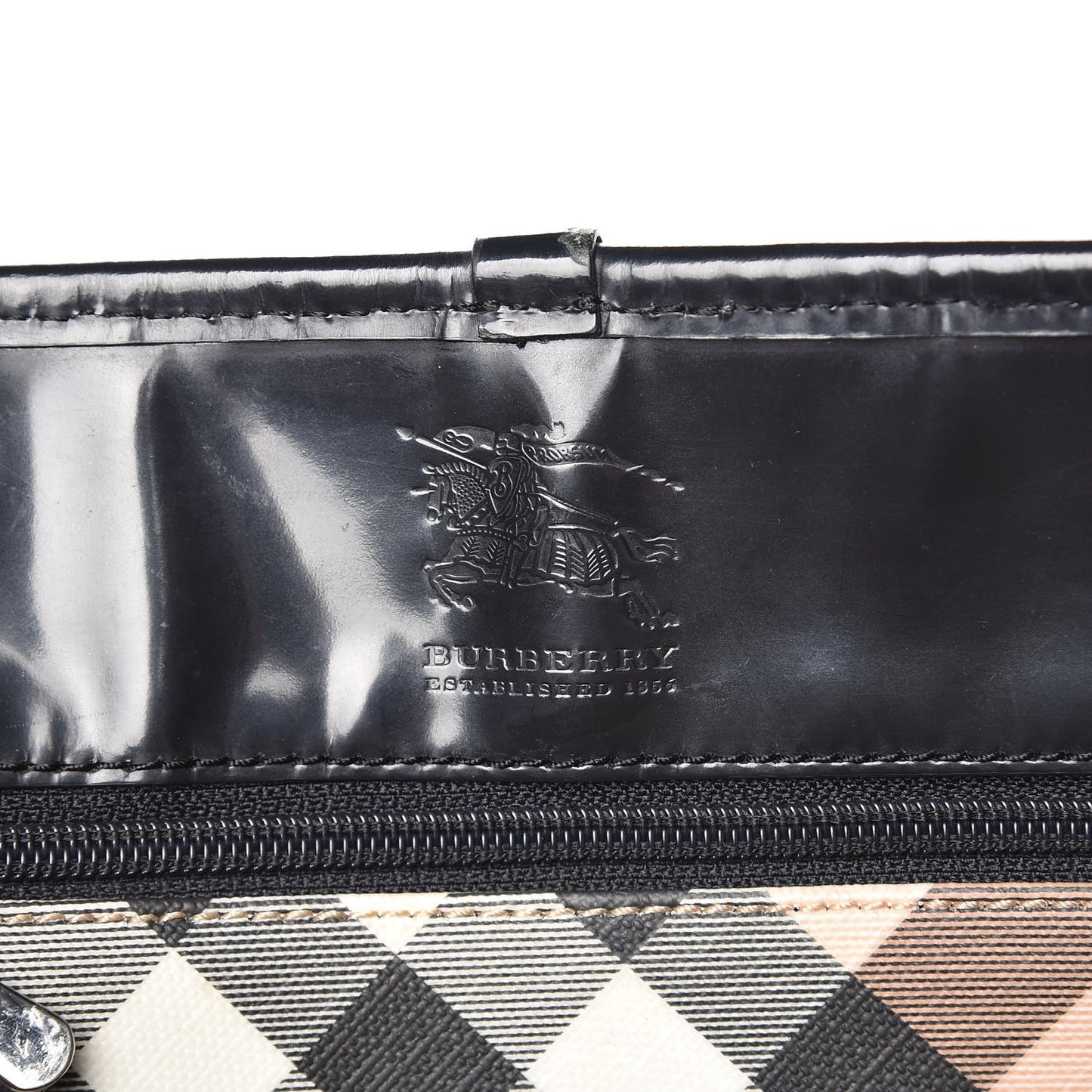 Patent Supernova Check Small Stanton Tote Black