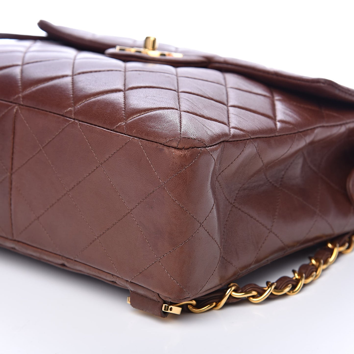 Lambskin Quilted Backpack Brown