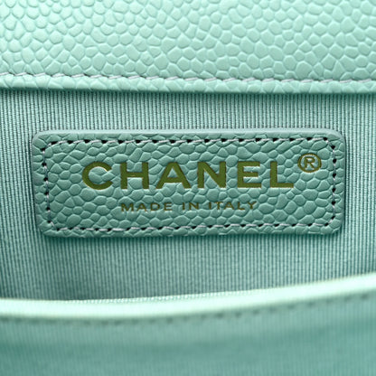 Chanel Caviar Quilted North South Boy Flap Light Blue 6 of 10