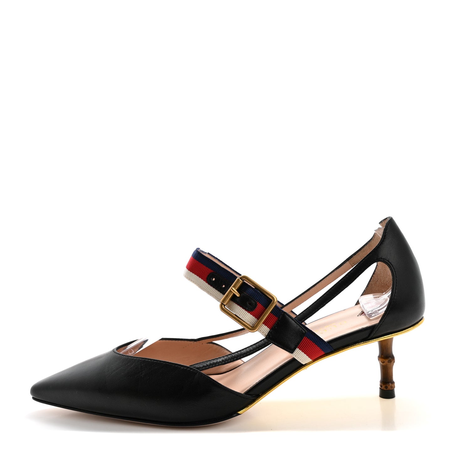 Malaga Kid Grosgrain Sylvie Web Bamboo Low Heel Pumps 38 Black