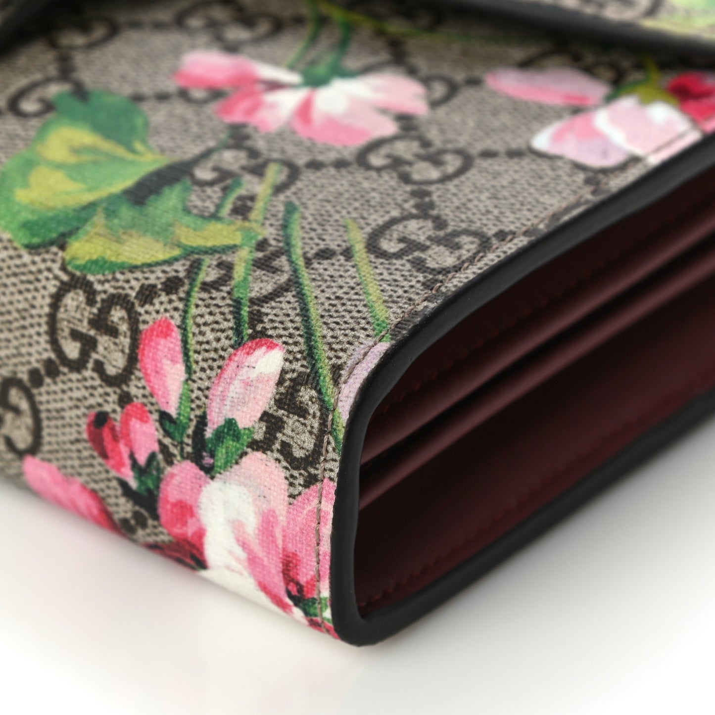 GG Supreme Monogram Blooms Mini Dionysus Chain Wallet Beige Multicolor Dry Rose