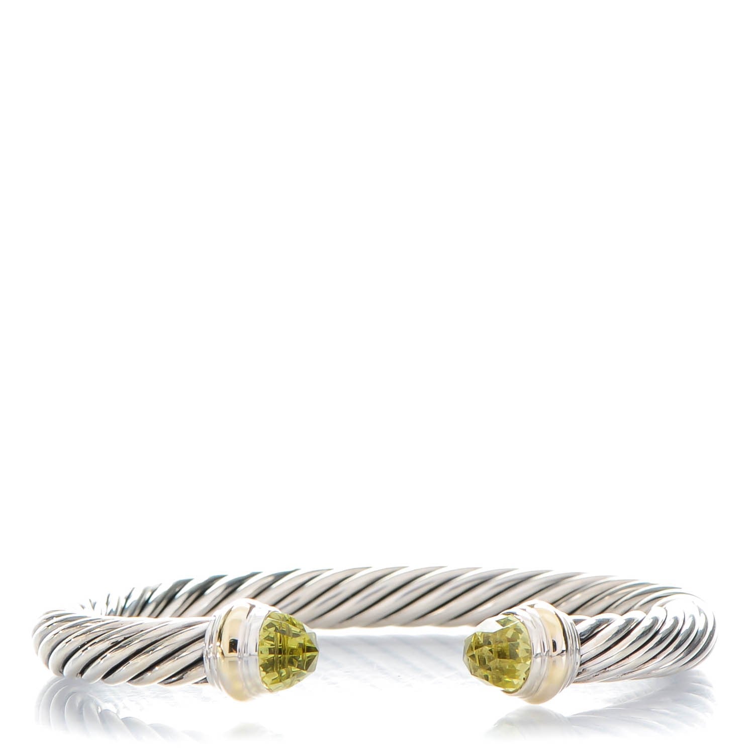 David Yurman Sterling Silver 14K Yellow Gold Lemon Citrine 7mm Cable Classics Bracelet 1 of 6