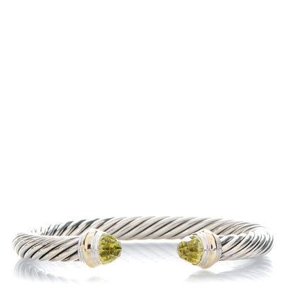 David Yurman Sterling Silver 14K Yellow Gold Lemon Citrine 7mm Cable Classics Bracelet 1 of 6