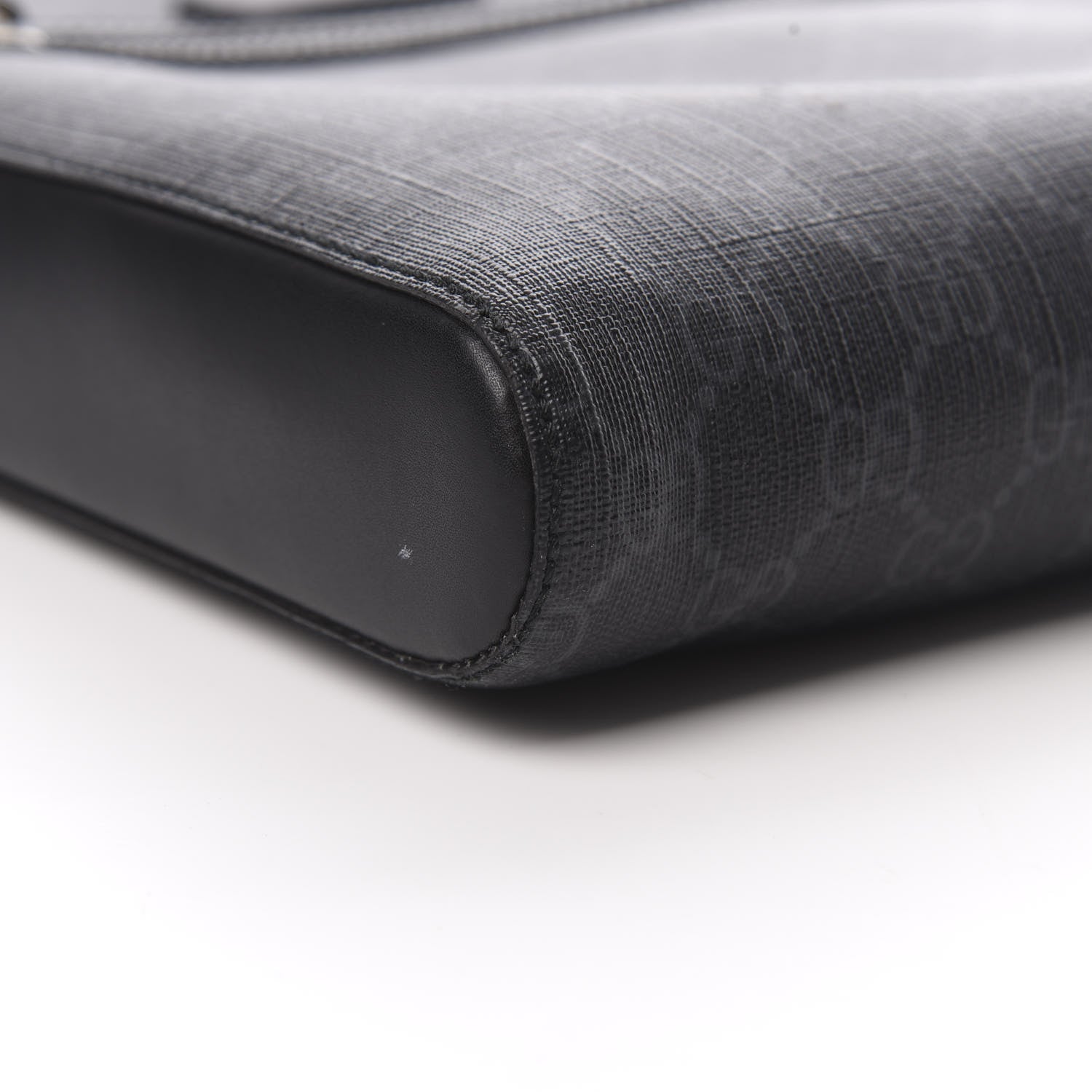 Gucci GG Supreme Monogram Appia Calfskin Web Flat Messenger Bag Black Grey 9 of 12