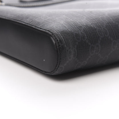 Gucci GG Supreme Monogram Appia Calfskin Web Flat Messenger Bag Black Grey 9 of 12
