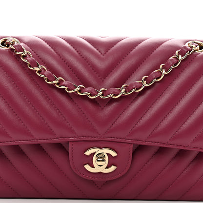 Chanel Lambskin Chevron Quilted Medium Double Flap Dark Pink 5 of 11