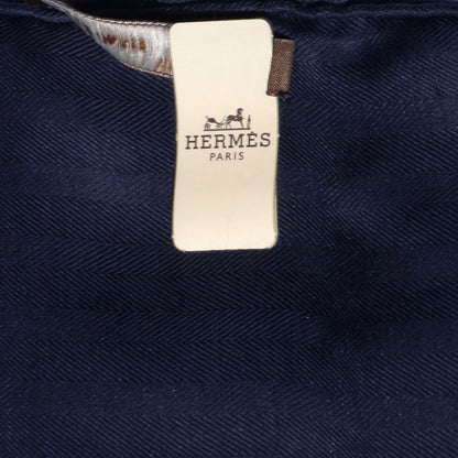 Hermes Silk Cashmere Hart Deco Stole Bleu Nuit Oro 6 of 6