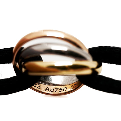 Cartier 18K Pink Yellow White Gold Trinity Adjustable Cord Bracelet Black 5 of 6